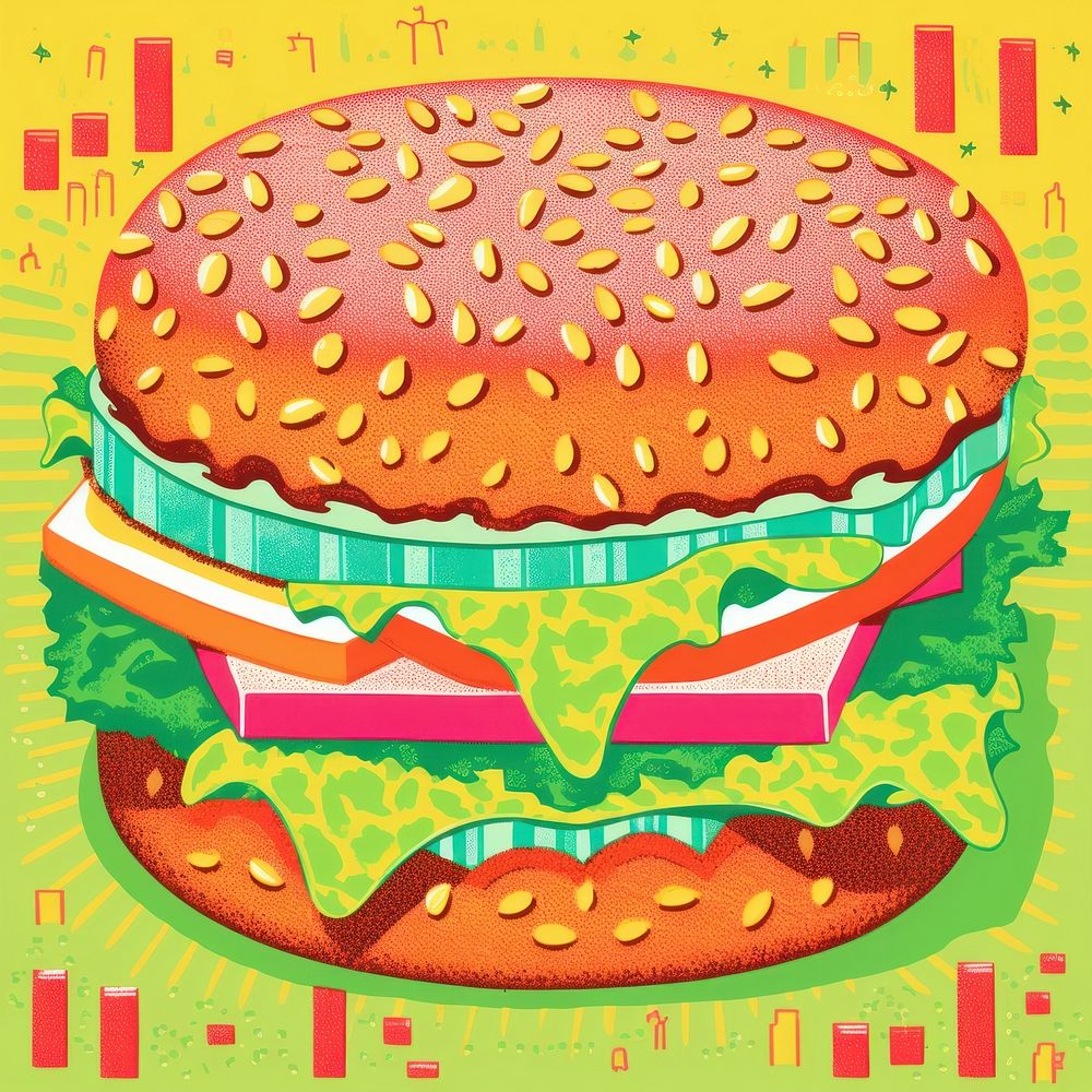 Comic of burger food advertisement hamburger.
