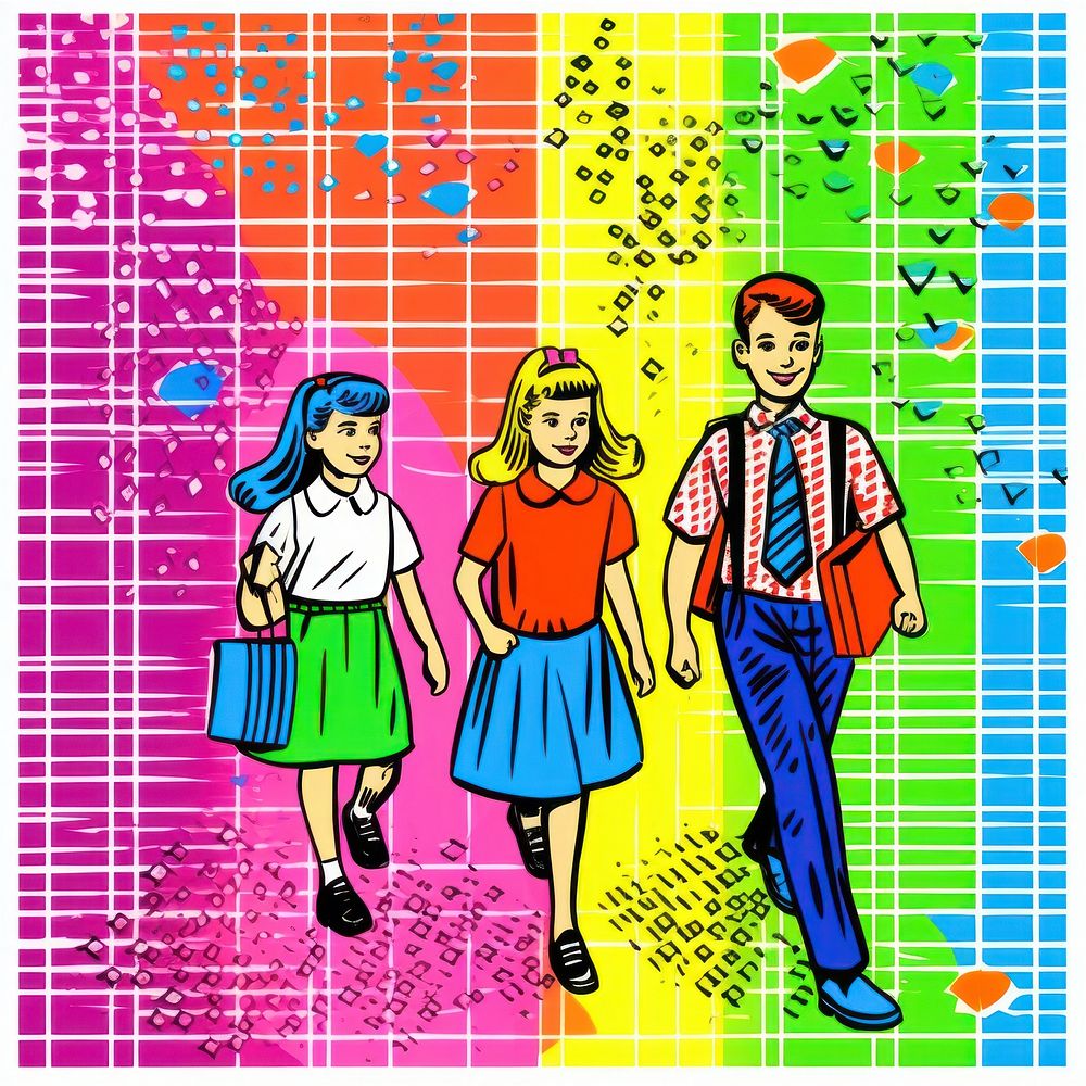 Comic of girl and boy back to school backgrounds footwear comics.