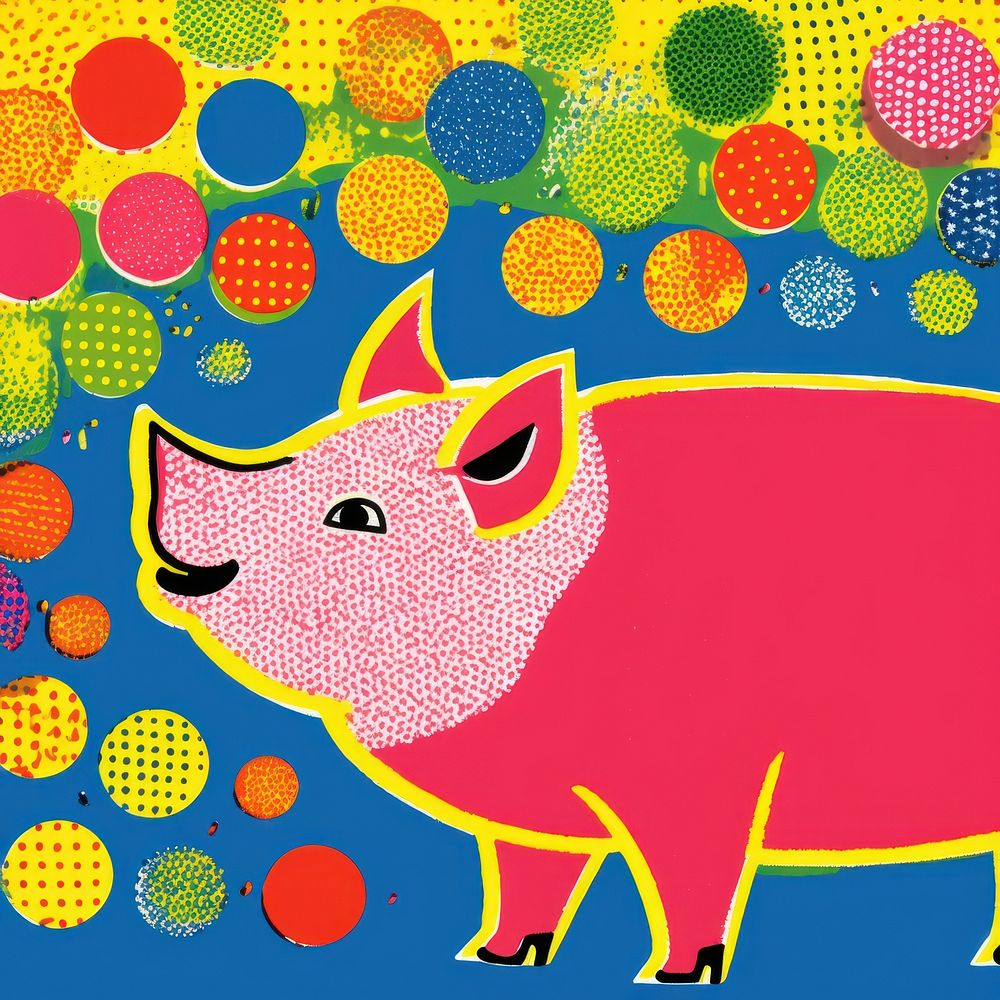 Comic of pig mammal animal art.