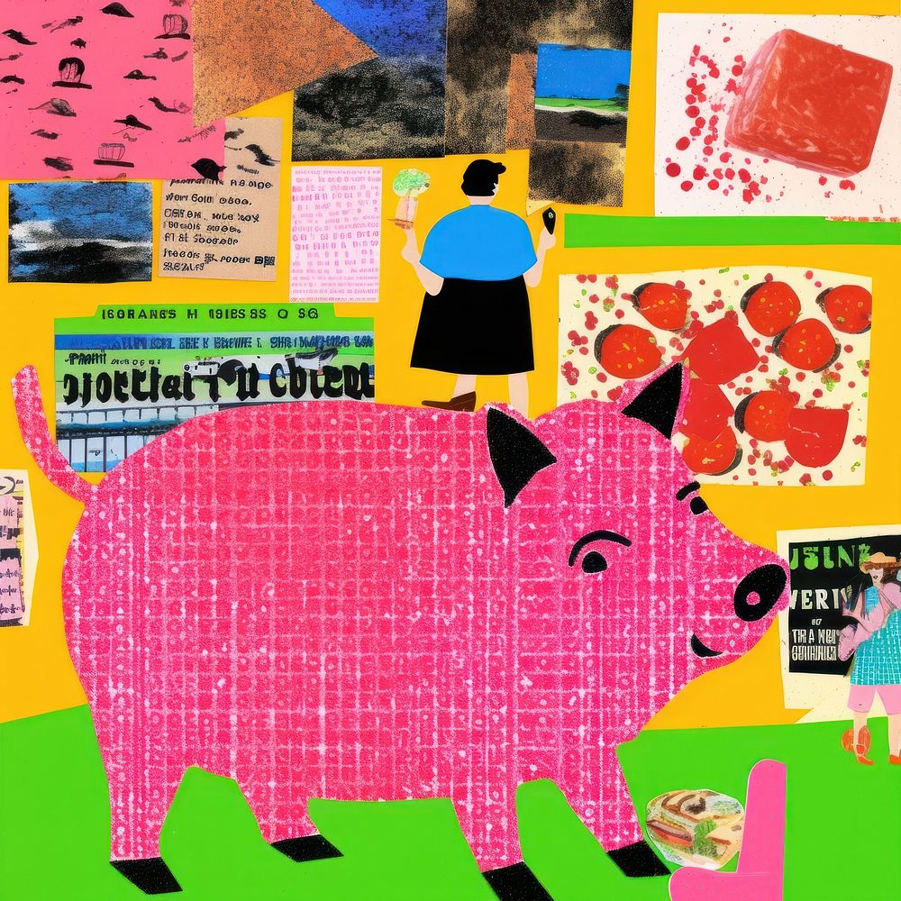 Comic of pig backgrounds collage mammal.