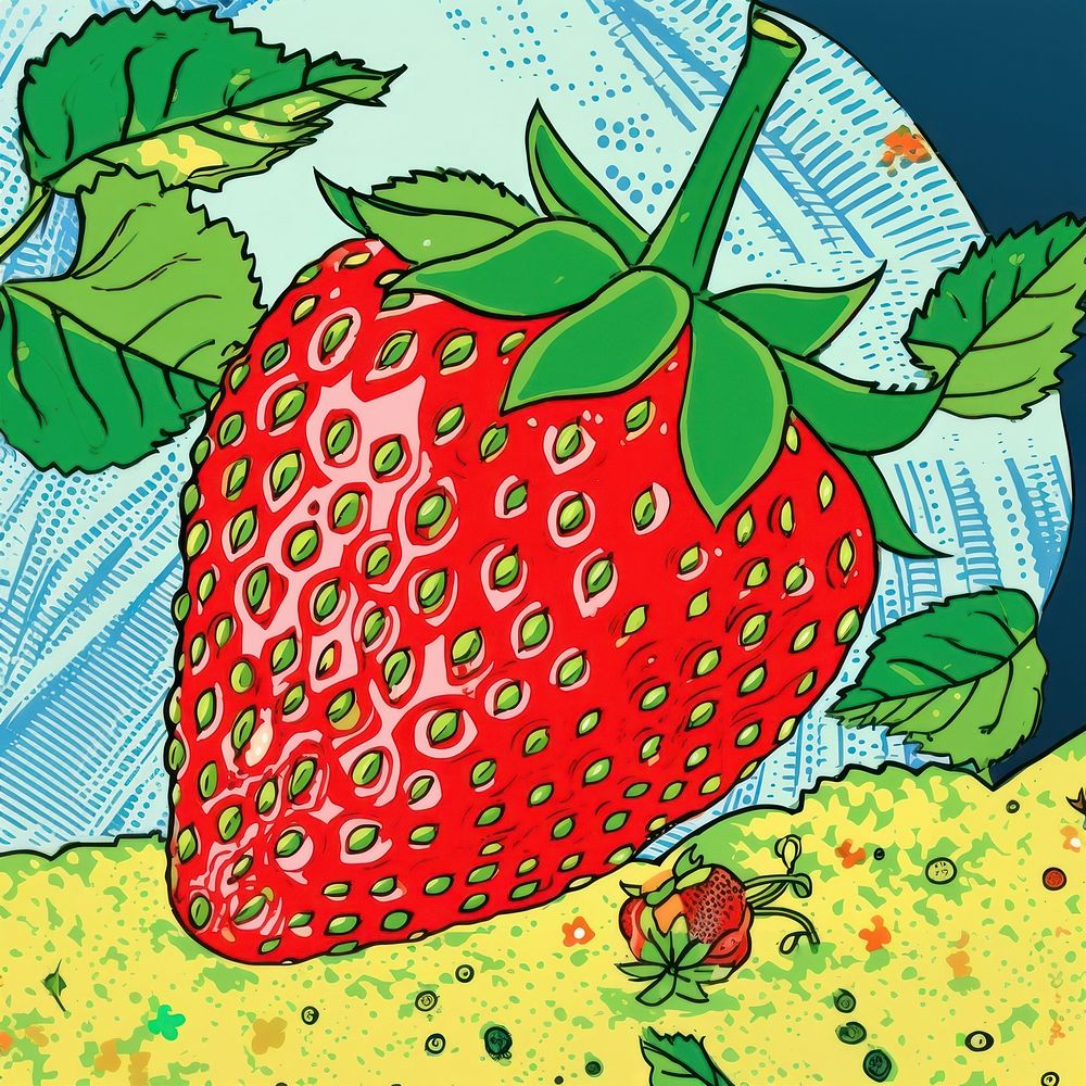Comic of strawberry fruit plant food.