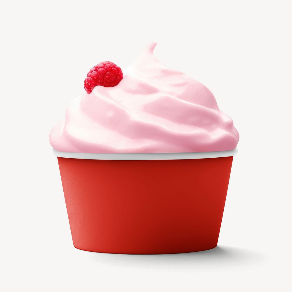 Frozen yogurt in red cup