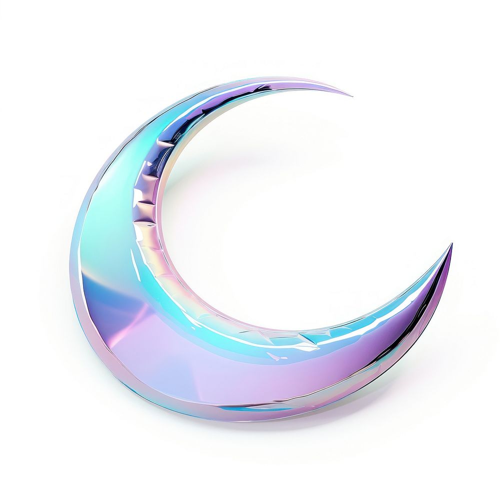 Crescent moon iridescent jewelry white background accessories.