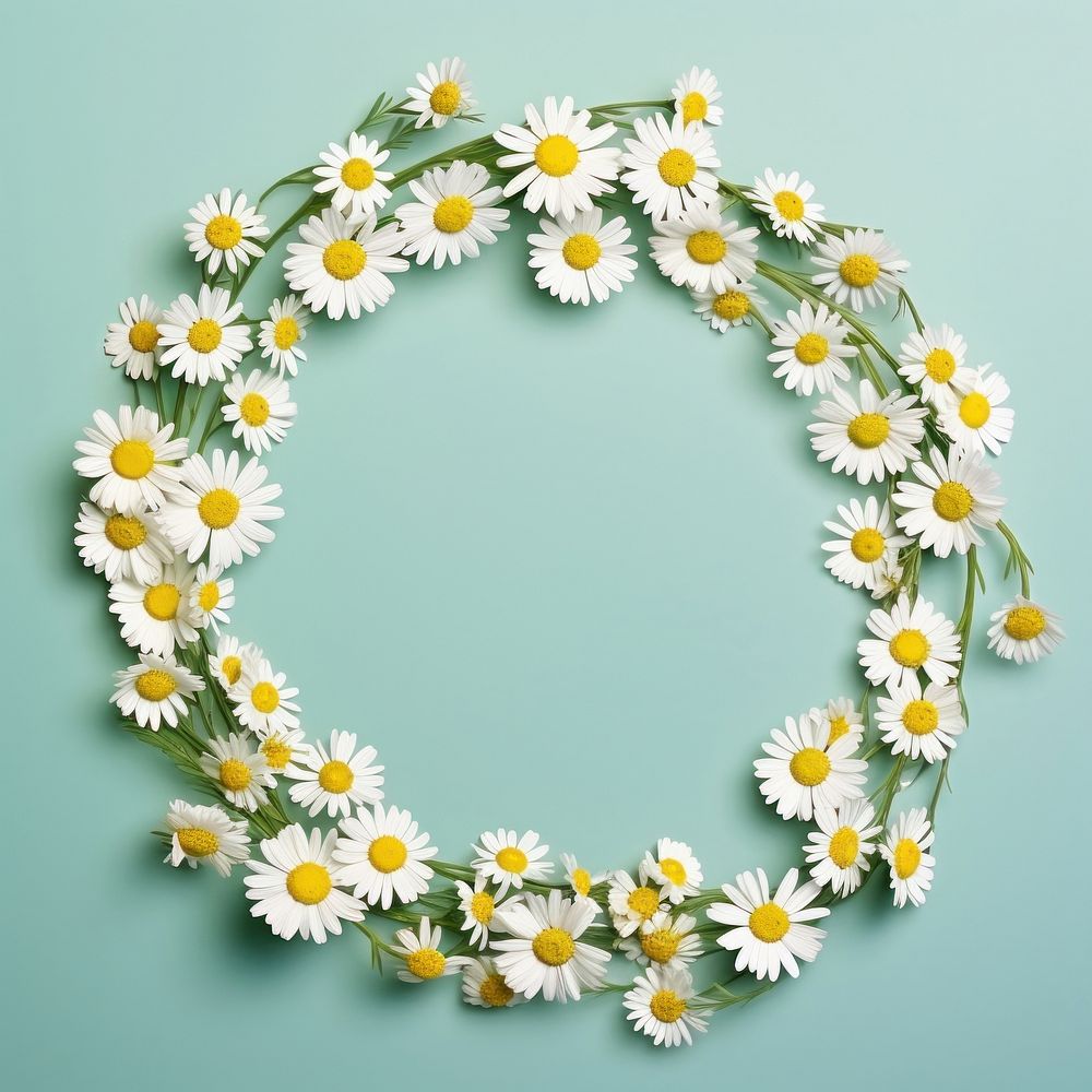 Floral frame california chamomile flower nature circle.
