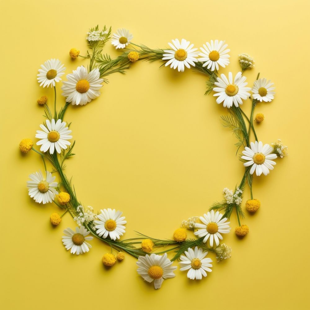 Floral frame california chamomile flower nature circle.