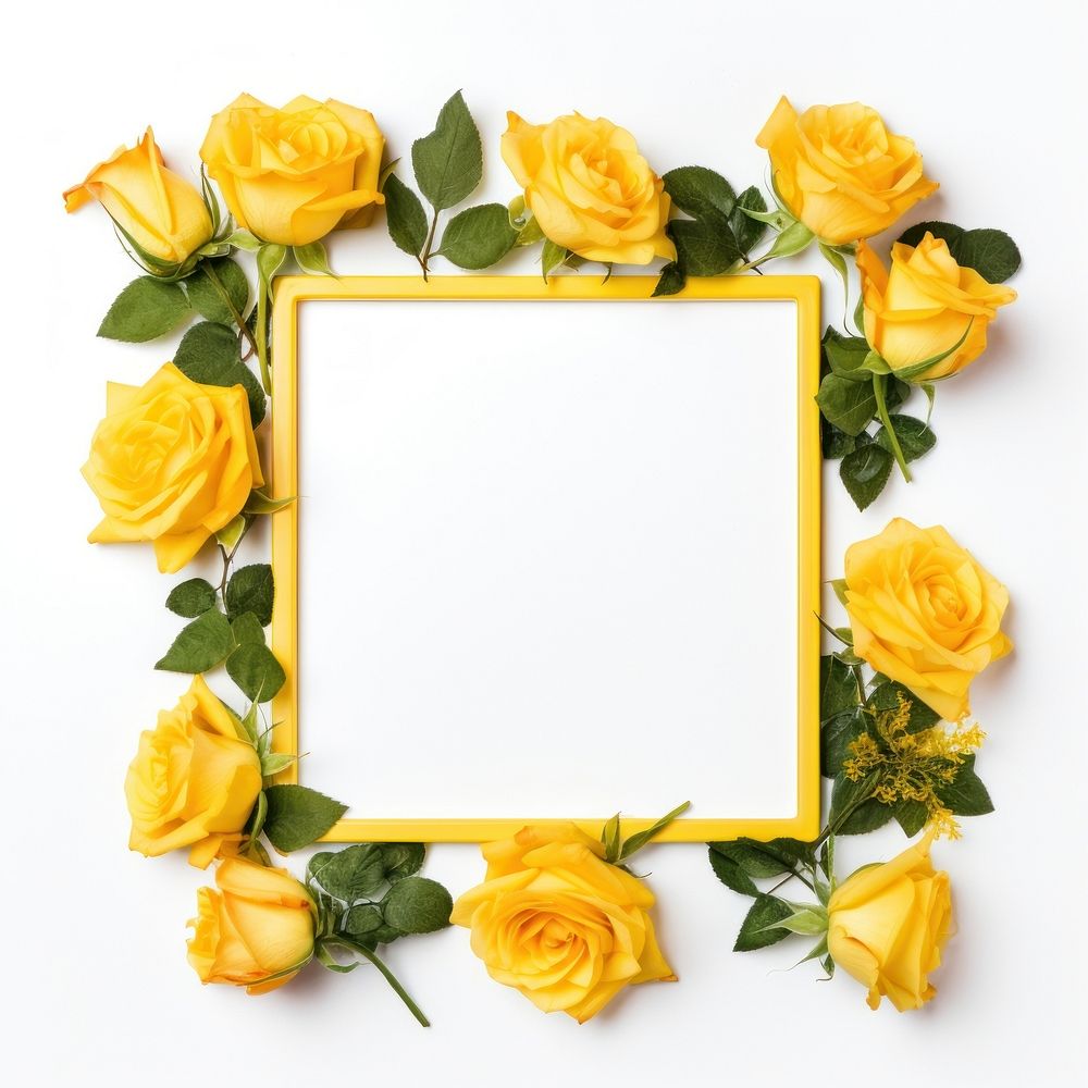 Floral frame yellow roses flower nature shape.