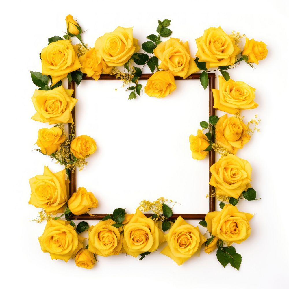 Floral frame yellow roses flower nature plant.