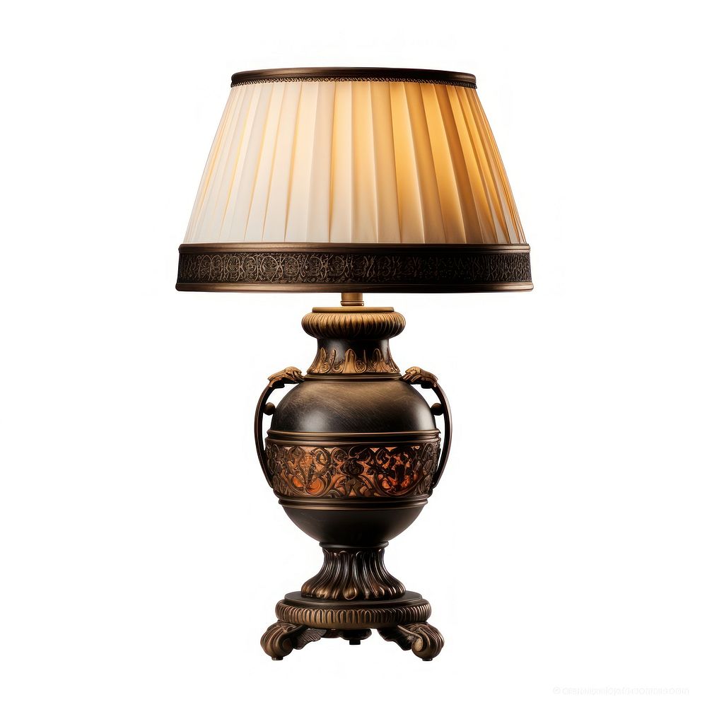 Antique table lamp lampshade white background architecture. AI generated Image by rawpixel.