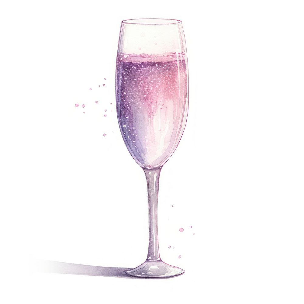 Glass champagne drink white background.