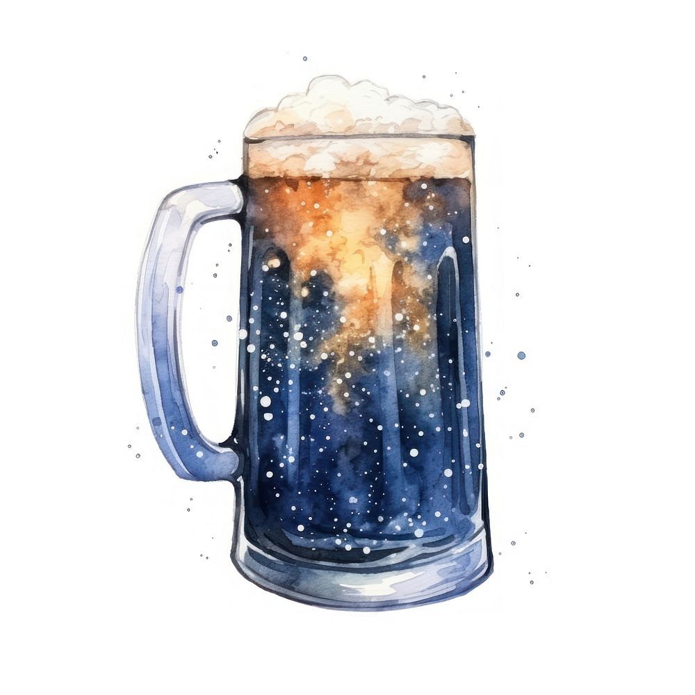 Beer in Watercolor style drink glass mug.