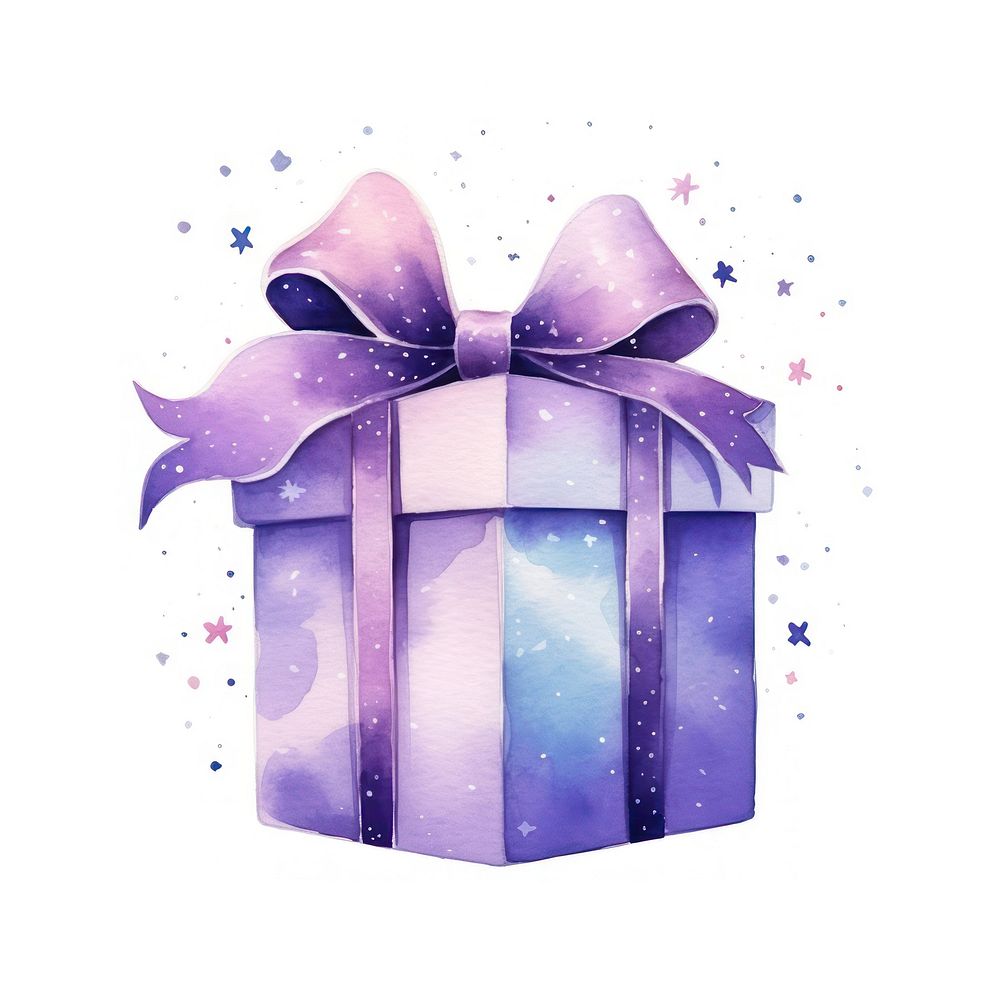 Gift box in Watercolor style paper white background celebration.