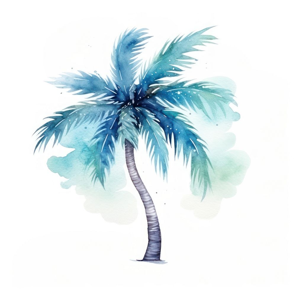Palm tree in Watercolor style plant white background arecaceae.