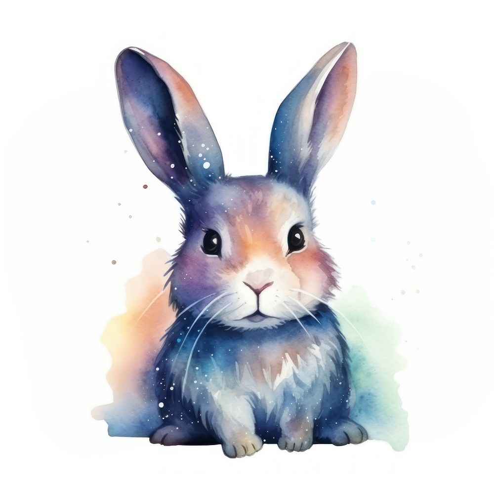 Rabbit in Watercolor style rodent animal mammal.