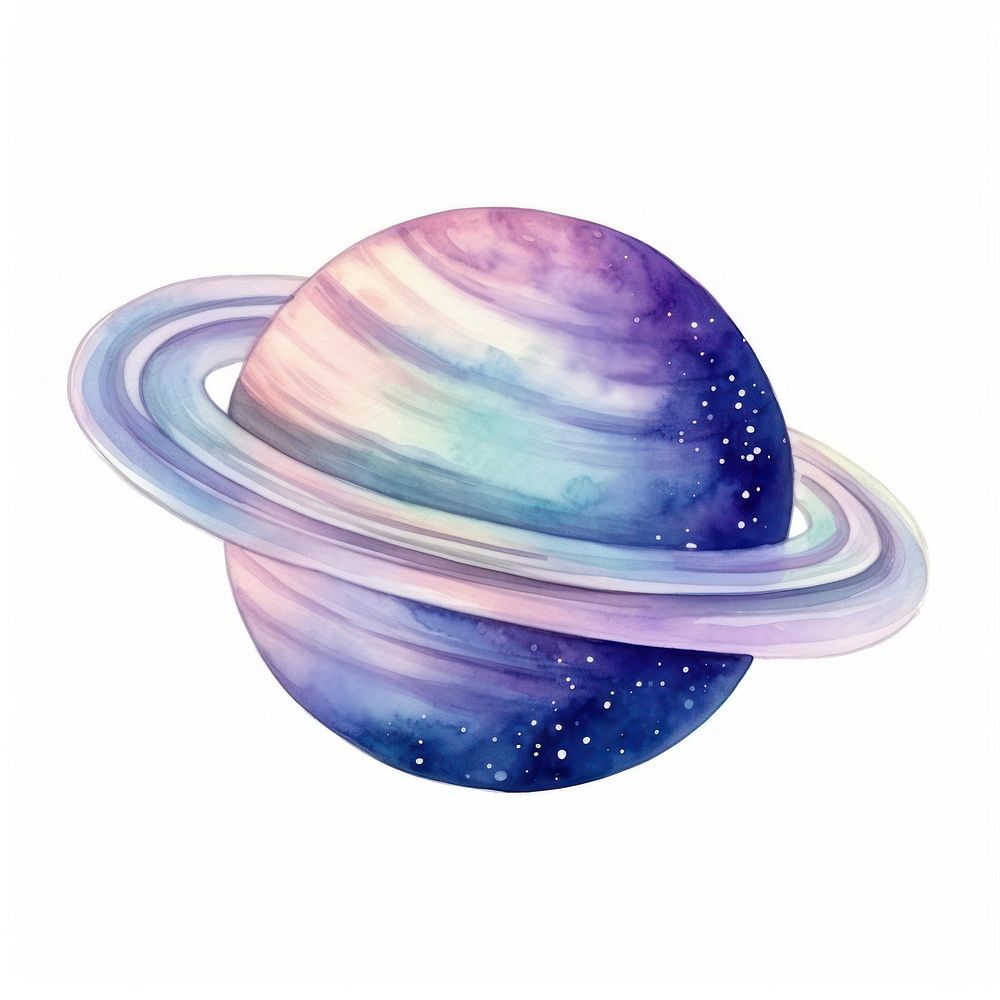 Saturn in Watercolor style astronomy universe planet.