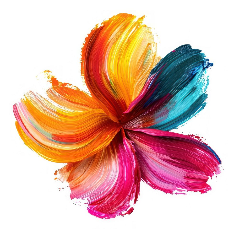 Abstract flower shape colorful tone brush stroke paint white background creativity.