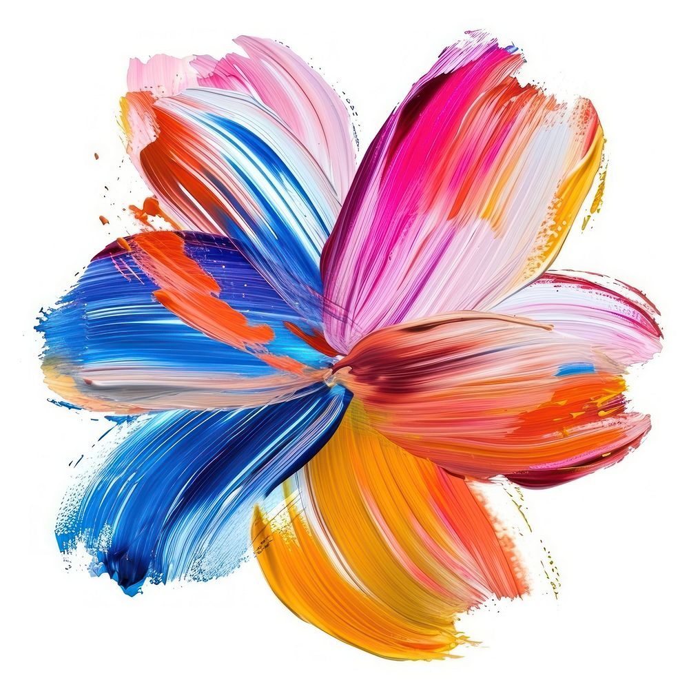 Abstract flower shape colorful tone brush stroke pattern petal paint.