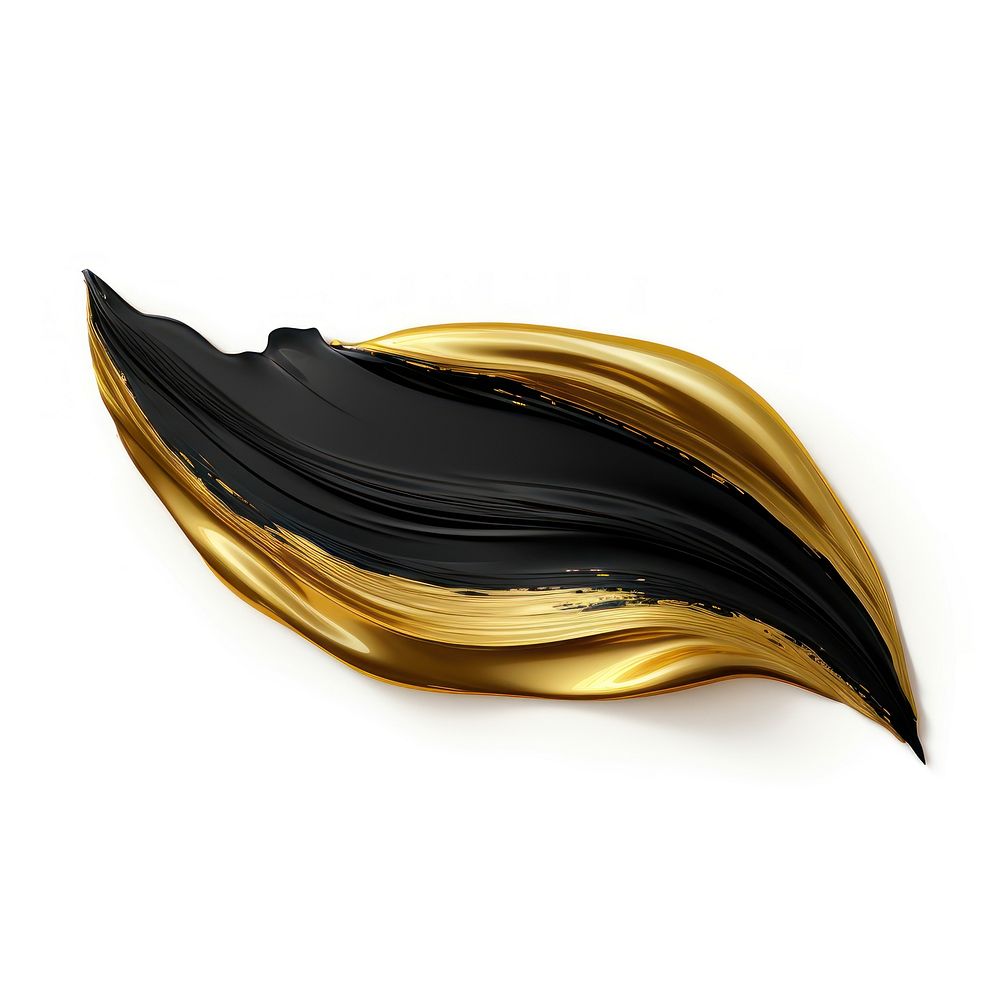 Flat gold and black brush stroke jewelry white background accessories.
