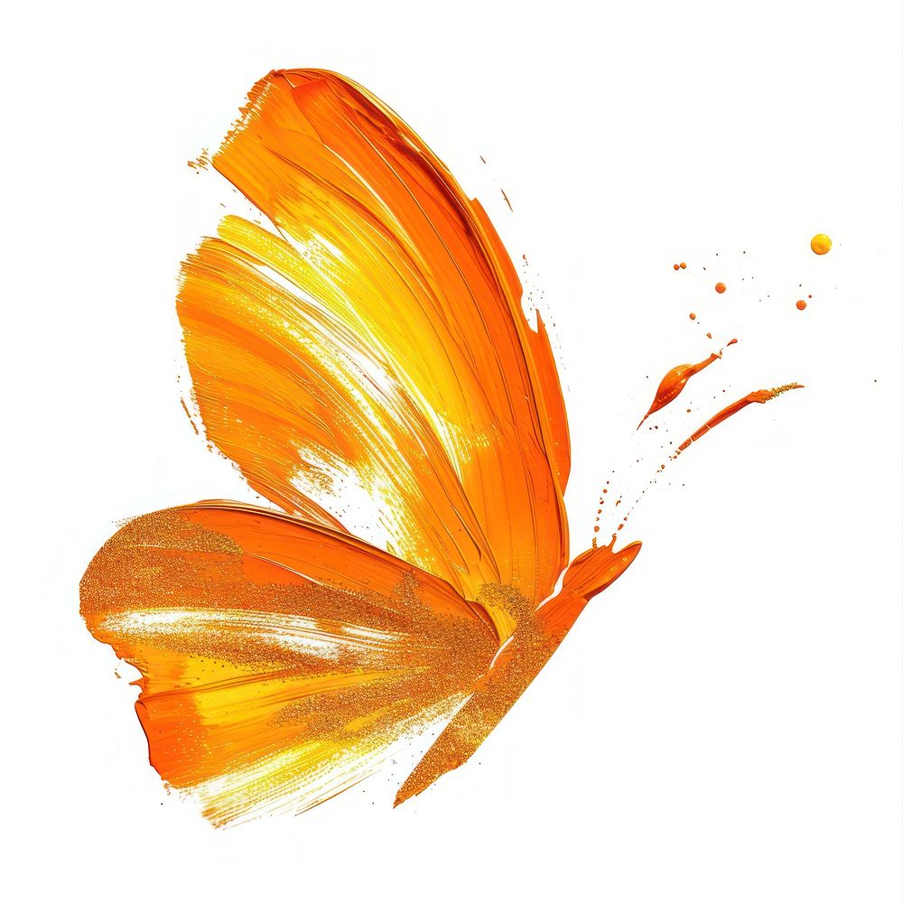 Paint butterfly shape brush stroke painting petal white background.