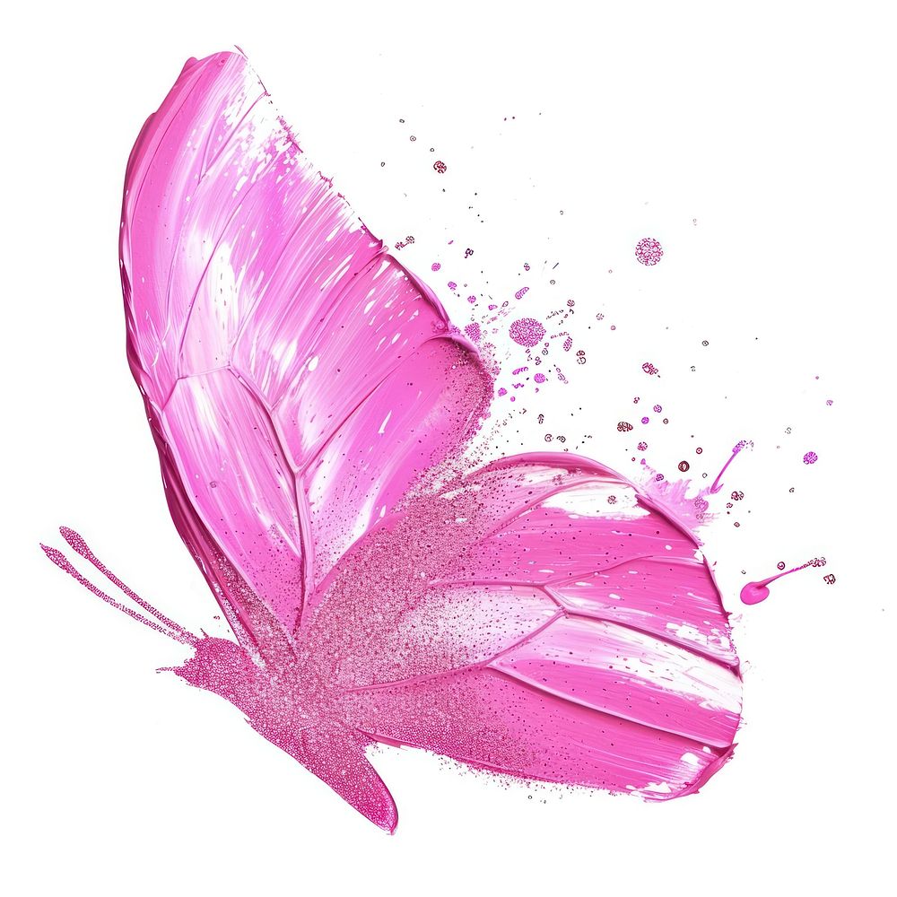 Paint butterfly shape brush stroke drawing purple flower.