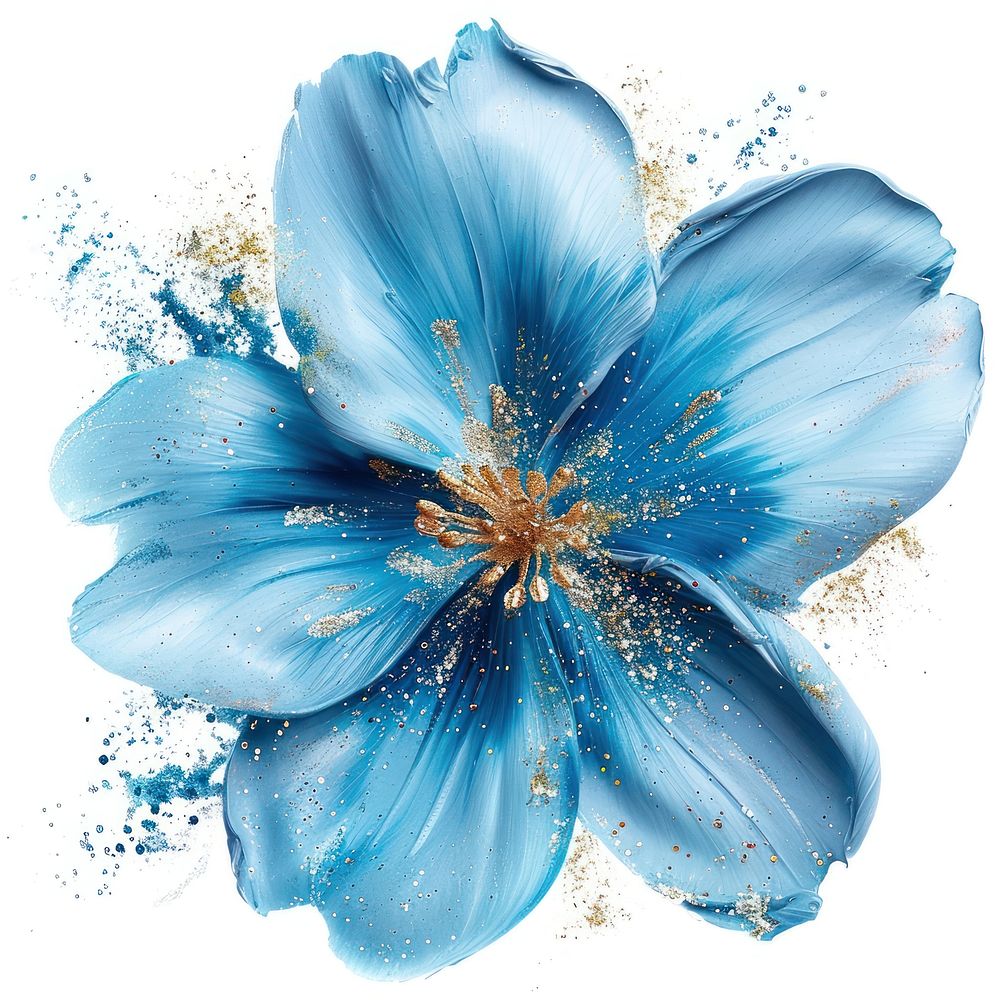 Paint flower shape brush stroke petal plant blue.