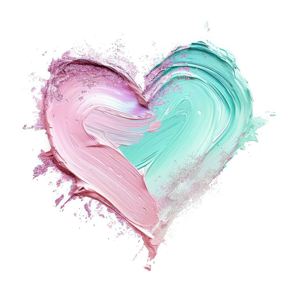Paint heart shape brush stroke pink white background creativity.