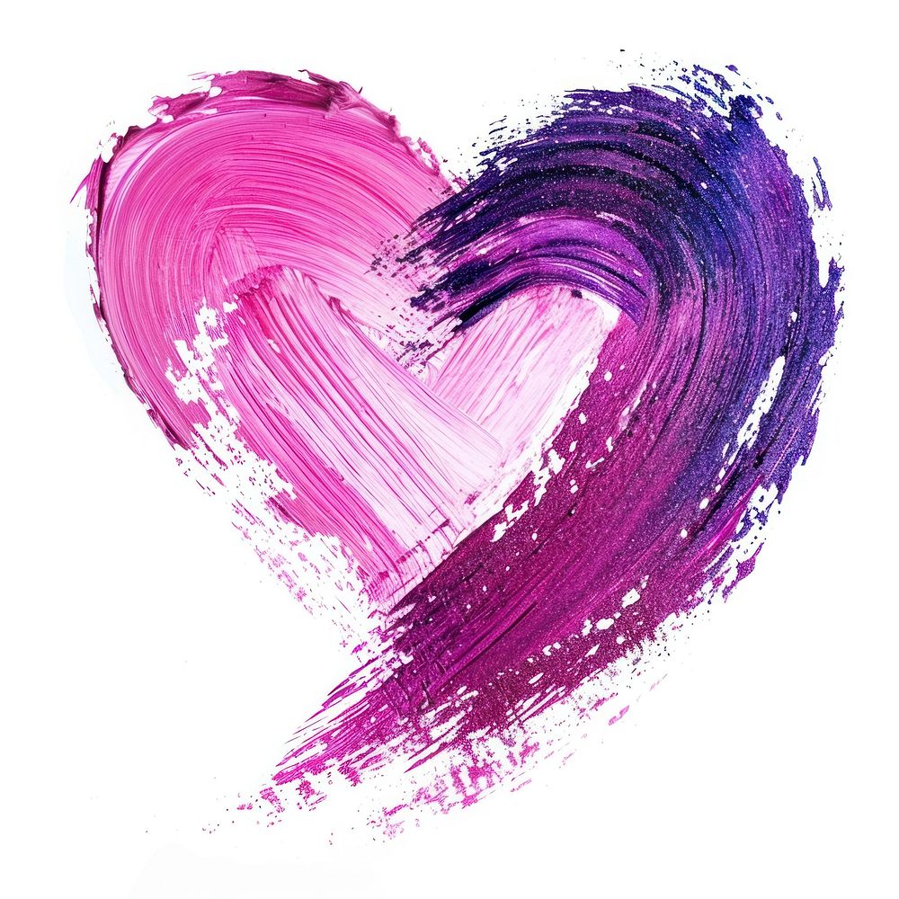 Paint heart shape brush stroke purple backgrounds pink.