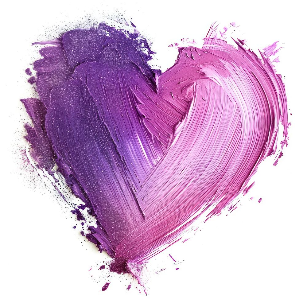 Paint heart shape brush stroke purple backgrounds pink.