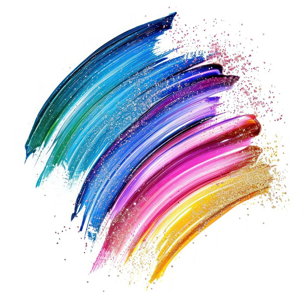 Paint Rainbow brush stroke white background creativity splattered.