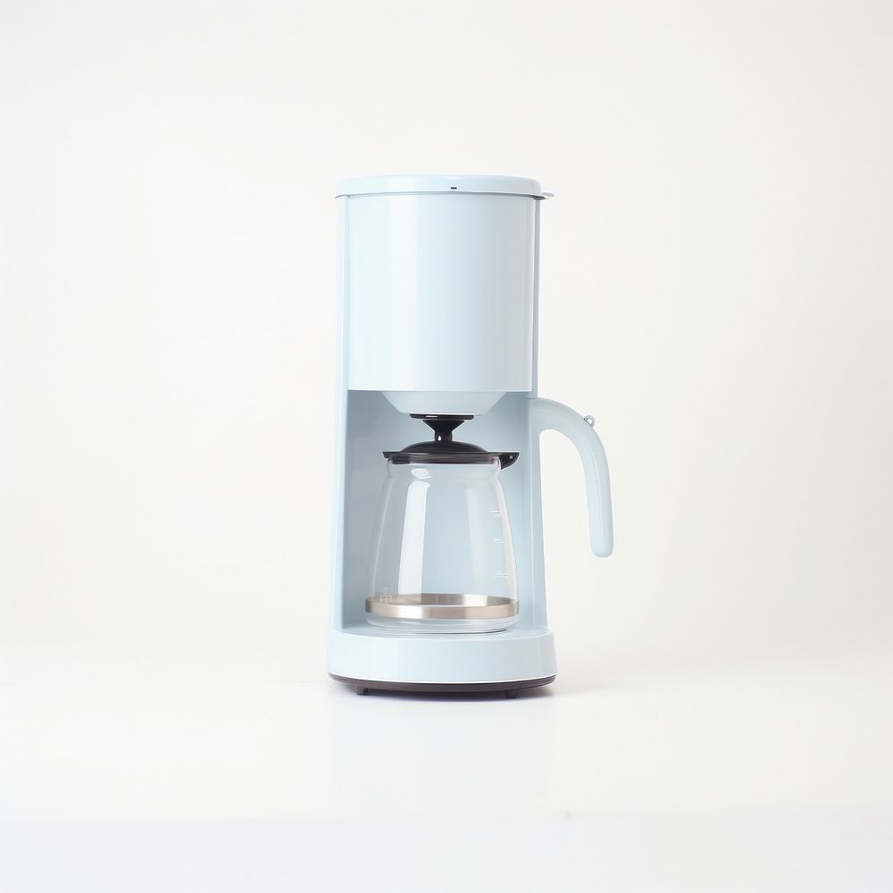 A minimal babyblue coffee maker appliance cup mug.