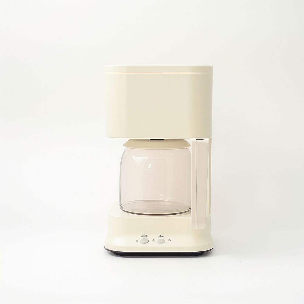 A minimal beige coffee maker mixer lamp white background.