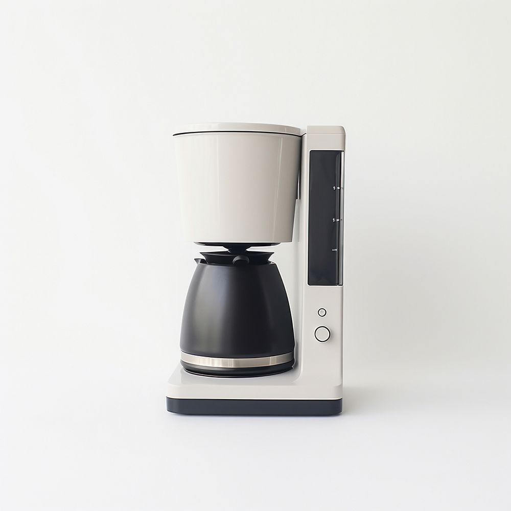 A minimal black coffee maker appliance white background coffeemaker.
