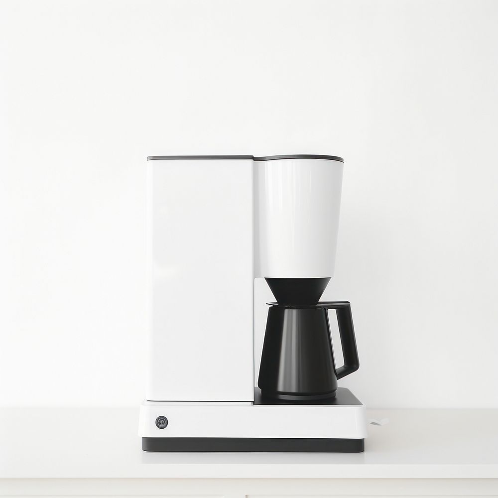 A minimal black coffee maker appliance mixer cup.