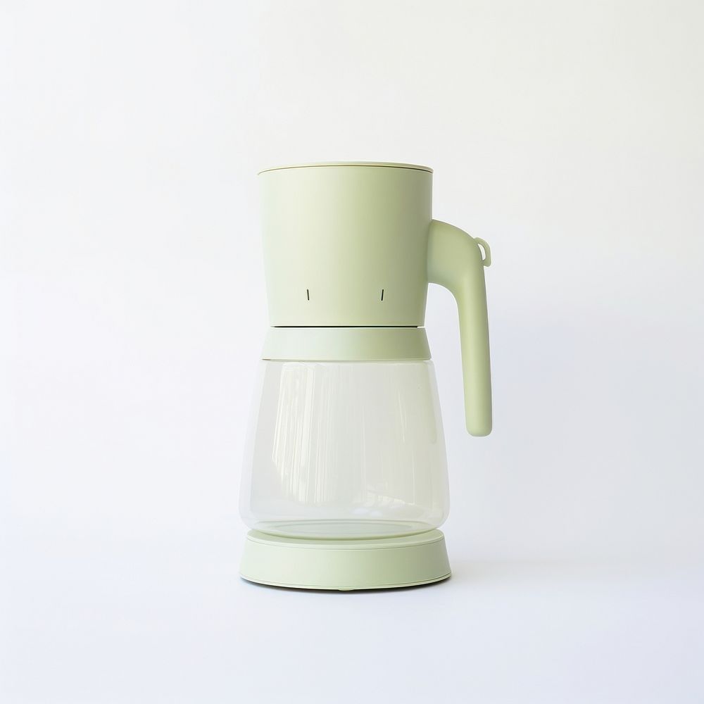 A minimal green coffee maker mixer cup white background.