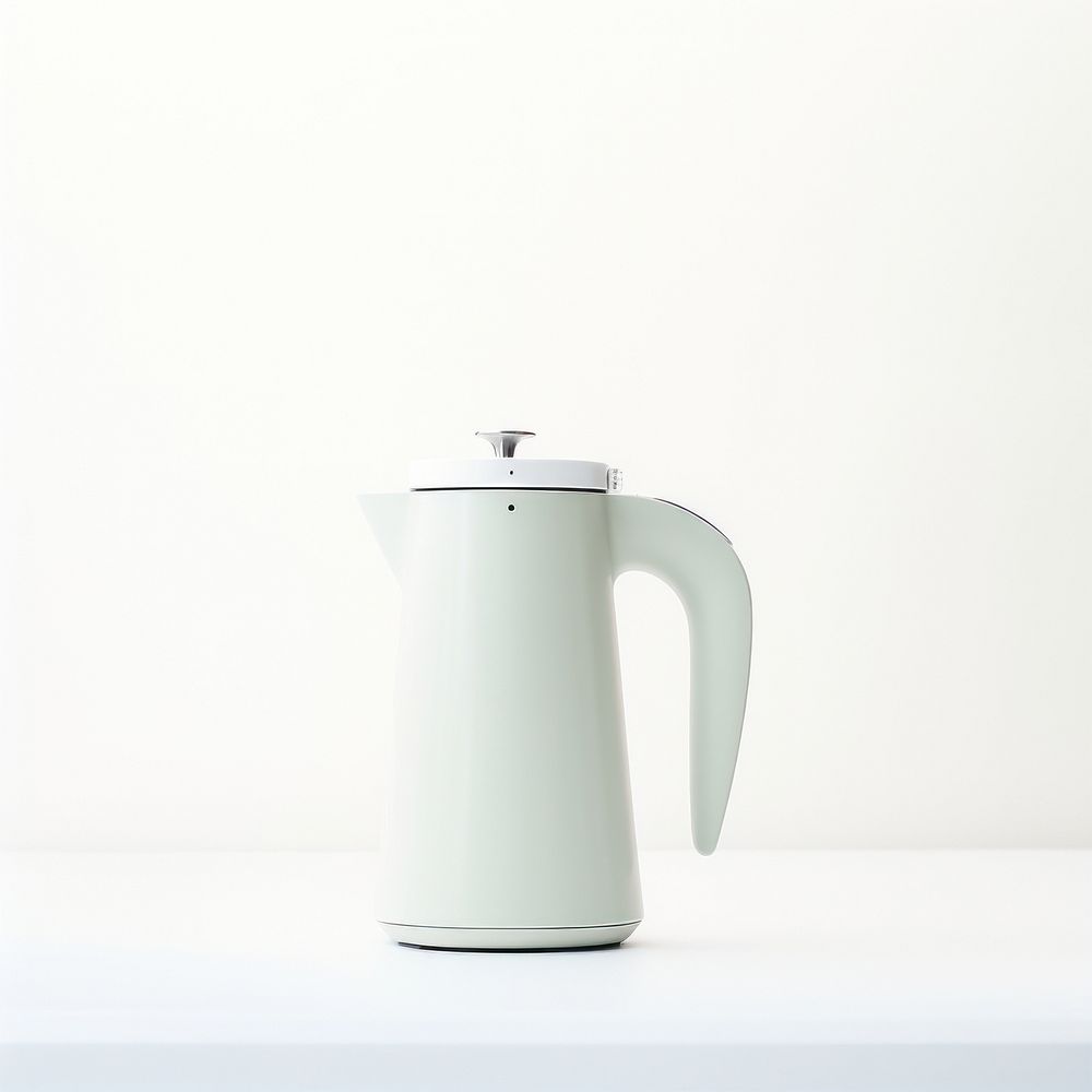A minimal green coffee maker kettle white background coffeemaker.