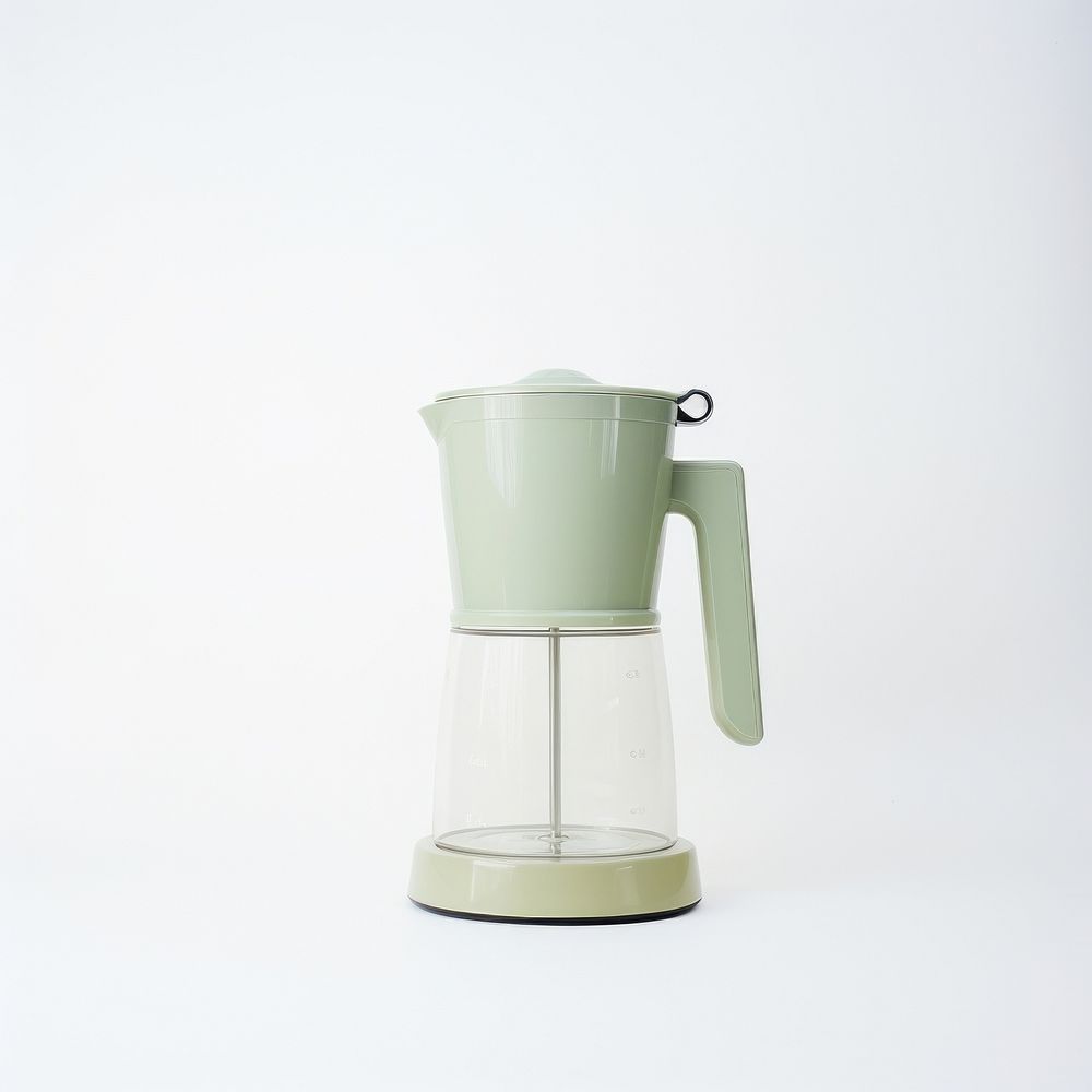 A minimal green coffee maker cup mug white background.