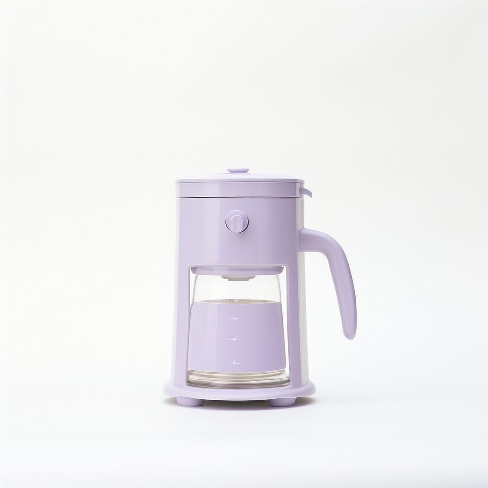 A minimal purple coffee maker cup mug white background.