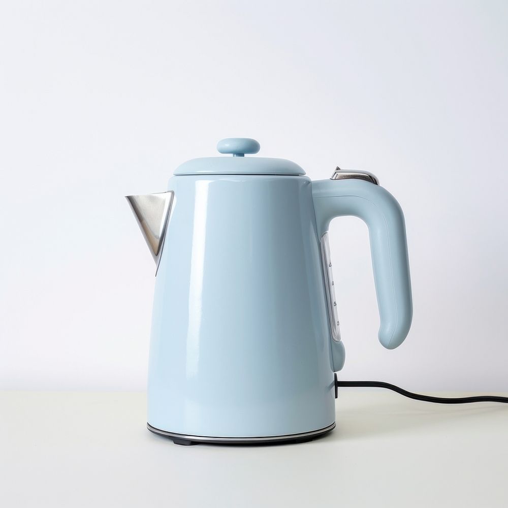 A babyblue minimal gelectric kettle white background electricity technology.