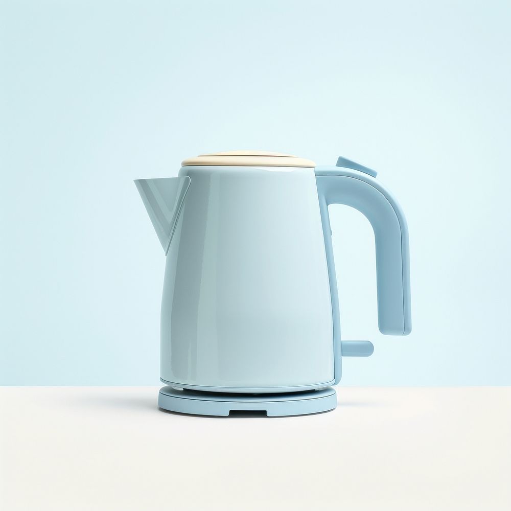 A babyblue minimal gelectric kettle cup mug white background.