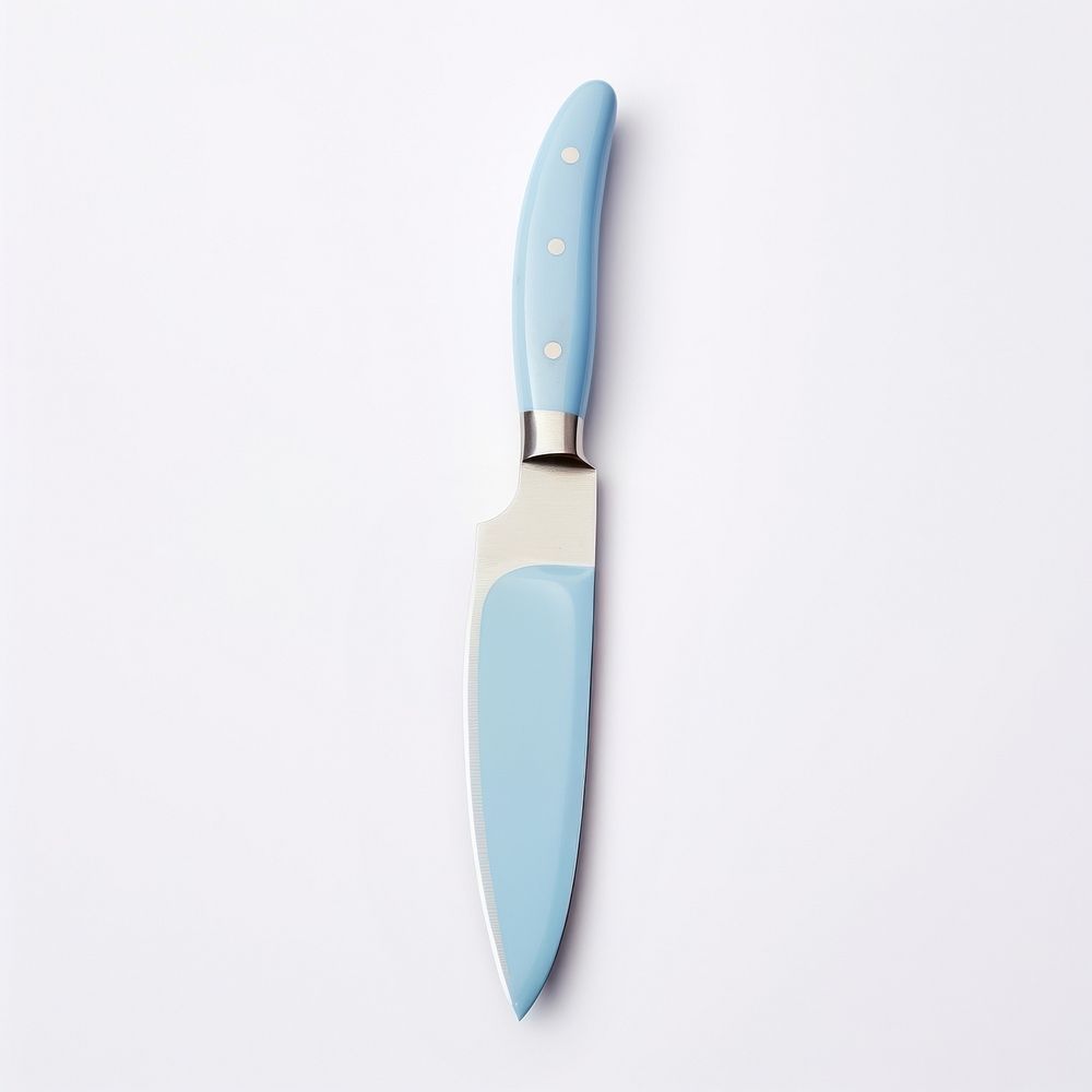 Babyblue ceramic knife blade tool white background.