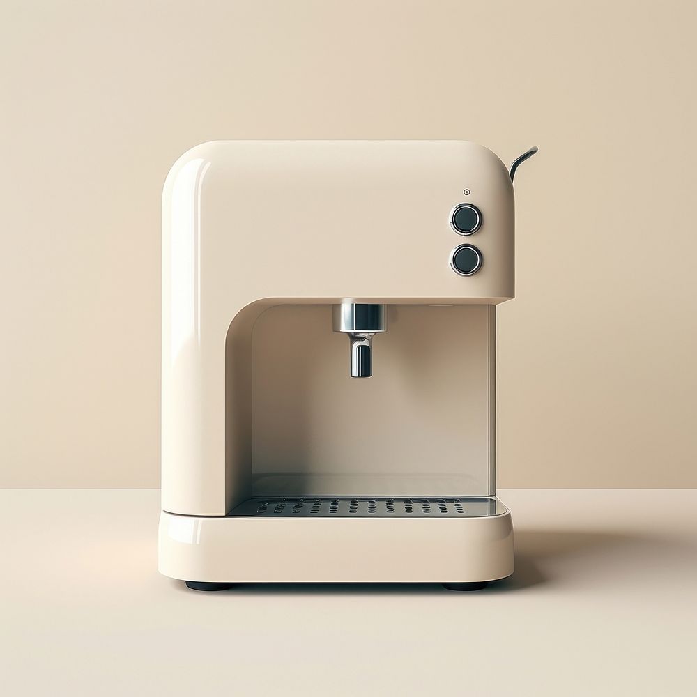 A beige minimal beige coffee machine coffeemaker technology appliance.