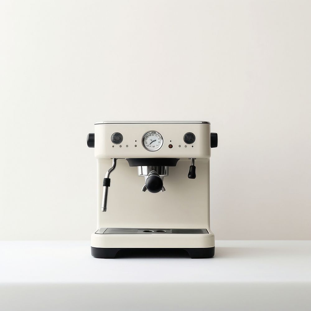 A black minimal beige coffee machine coffeemaker technology appliance.
