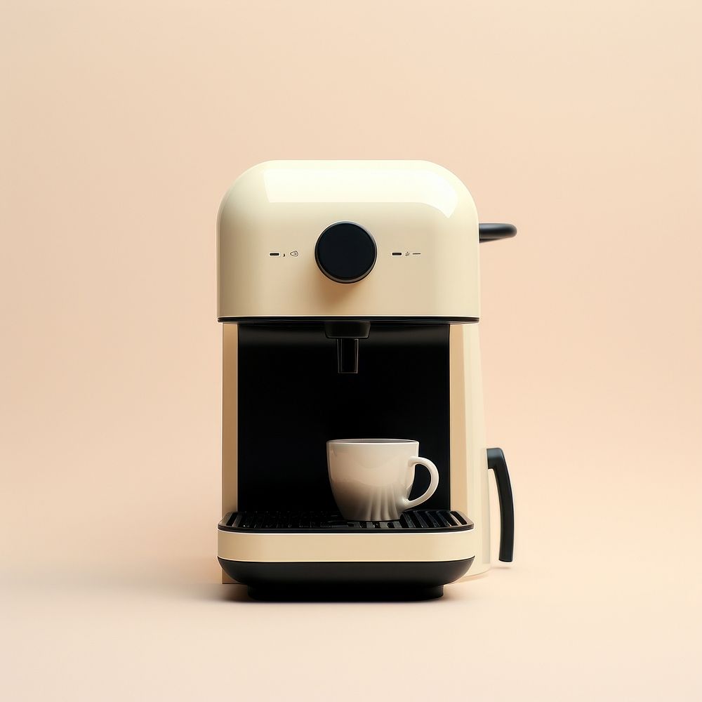 A black minimal beige coffee machine appliance cup mug.