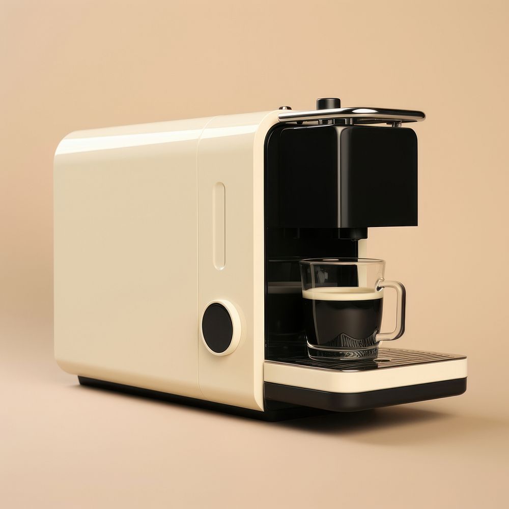 A black minimal beige coffee machine cup coffeemaker technology.