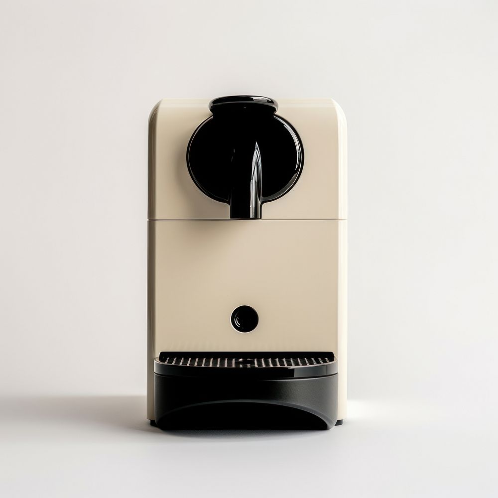 A black minimal beige coffee machine appliance coffeemaker technology.