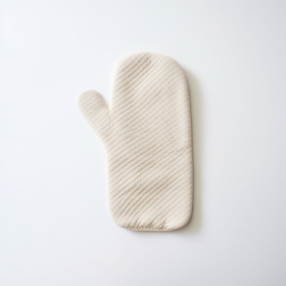 A cotton beige oven mitt glove white background simplicity.