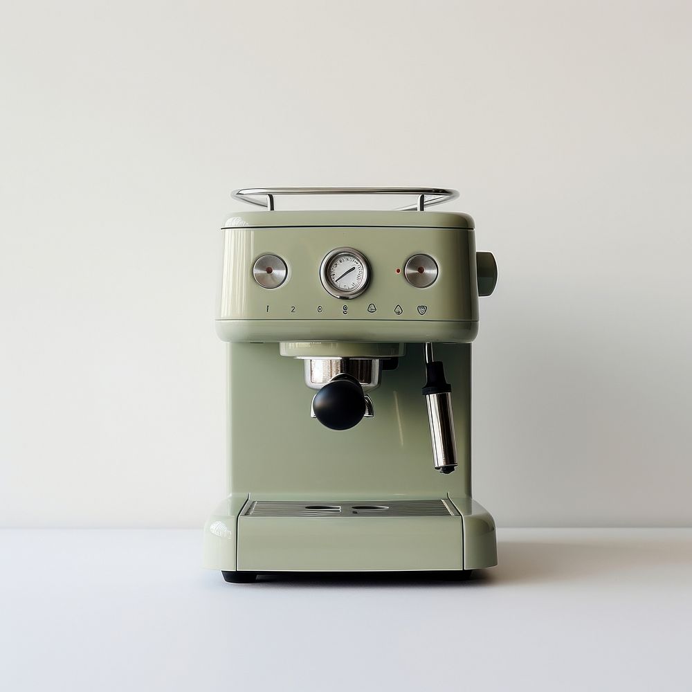 A green minimal beige coffee machine mixer coffeemaker technology.