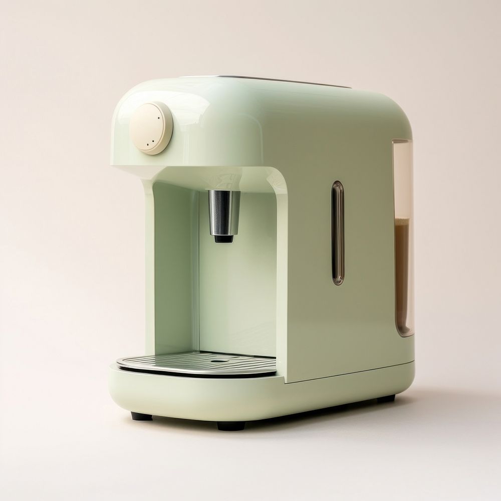 A green minimal beige coffee machine coffeemaker technology appliance.