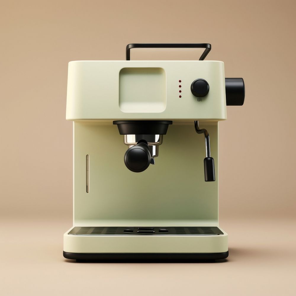 A green minimal beige coffee machine coffeemaker technology equipment.