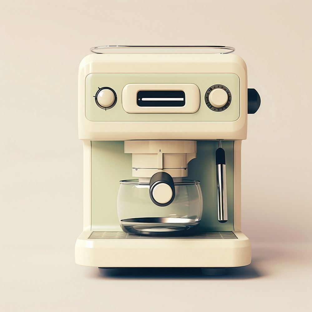 A green minimal beige coffee machine mixer coffeemaker technology.