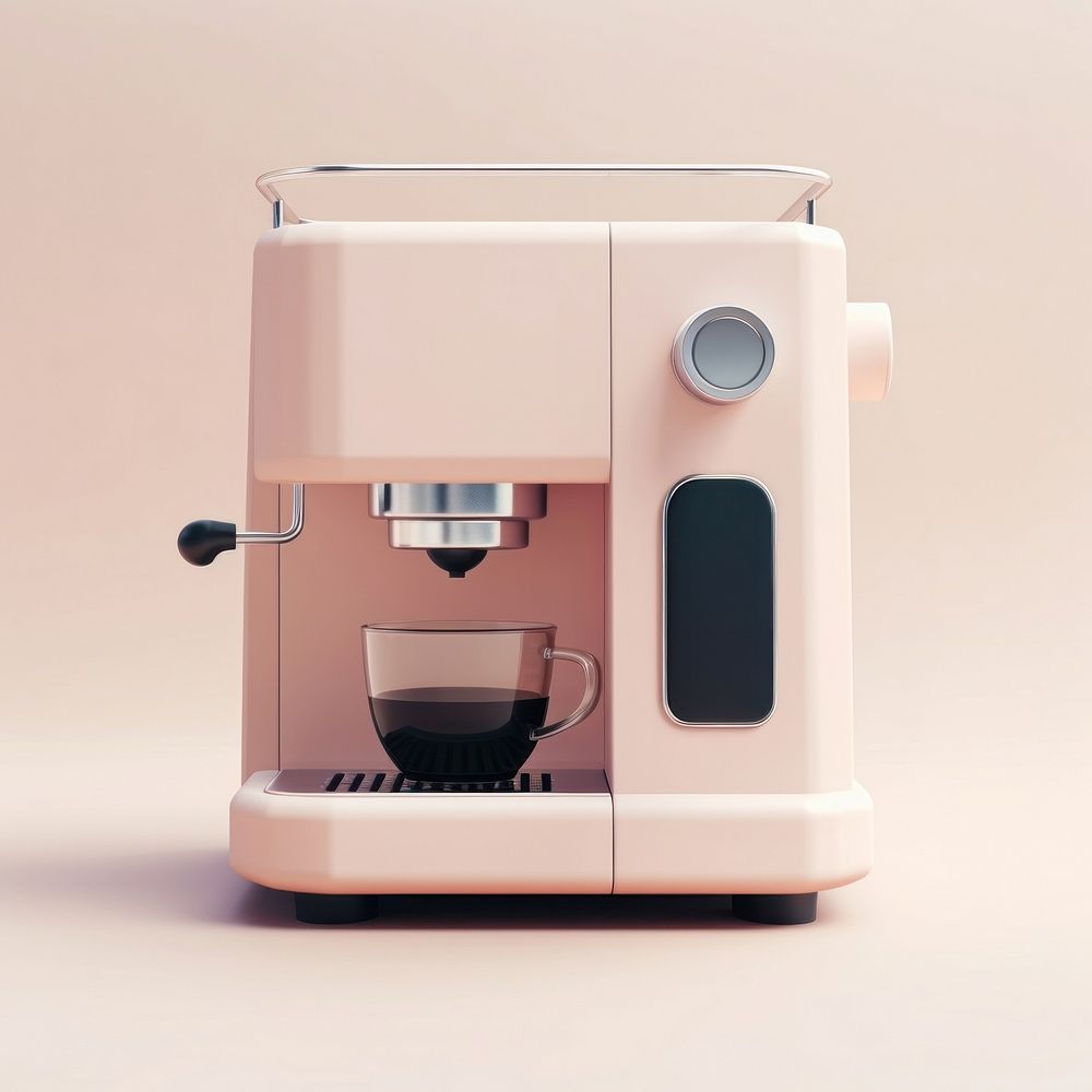 A pink minimal beige coffee machine appliance mixer cup.